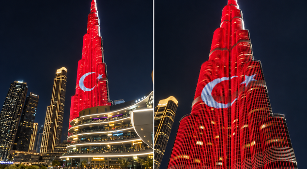 Turkish flag pride at Burj Khalifa: Our crescent and star on the world's tallest building