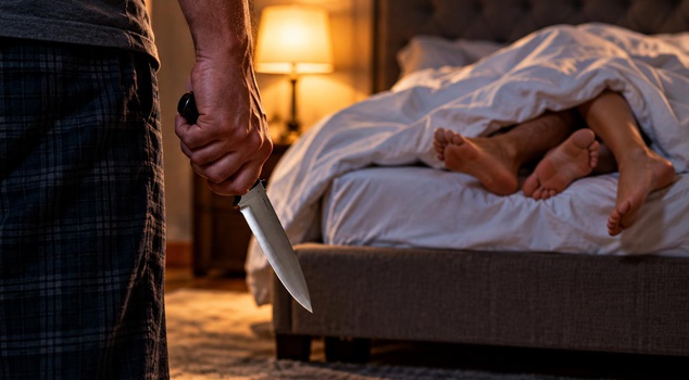 He caught his wife in bed with her lover! He killed her in front of their children.