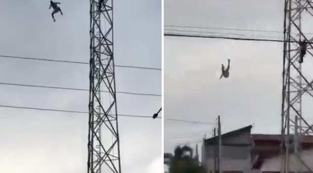 No one could persuade him; he jumped from a height of meters like that.