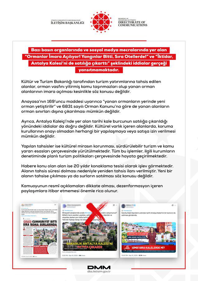Antalya Kalesi satılıyor mu? Cumhurbaşkanlığından açıklama var