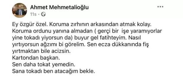Eski Çatalca Müftüsü'nün tehdidine Özel'den yanıt
