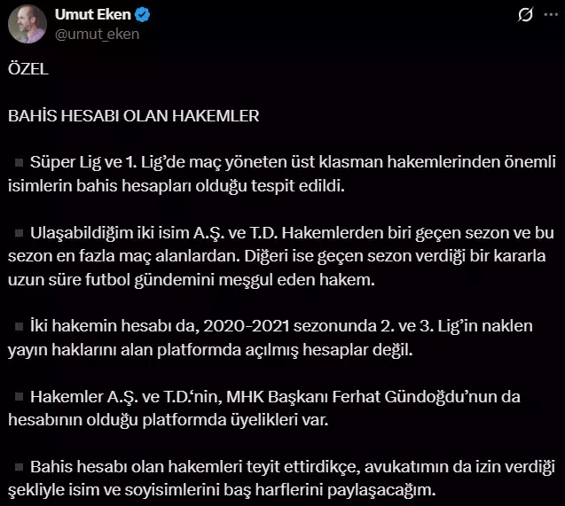 Bomba iddia: Bahis oynayan iki hakemin ismi belli oldu