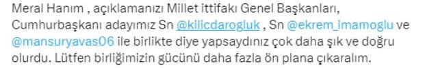 Akşener'in paylaşımı tartışma yarattı! Bütün liderler karede, ama sadece İmamoğlu ve Yavaş'ı etiketledi
