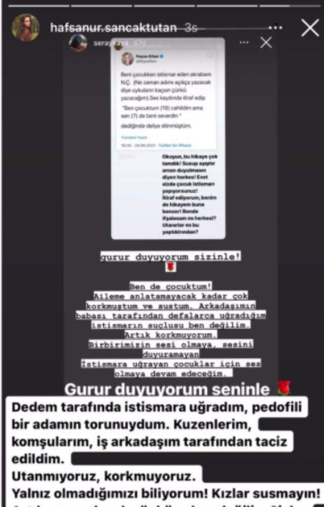 Ünlü oyuncu Hafsanur Sancaktutan'dan istismar itirafı: Pedofili bir adamın torunuyum