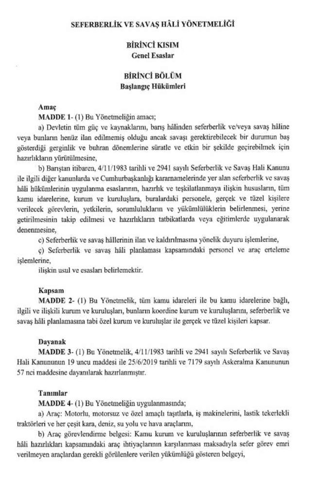Yeni seferberlik kanunu tam metni OKU İNDİR - PDF 2024