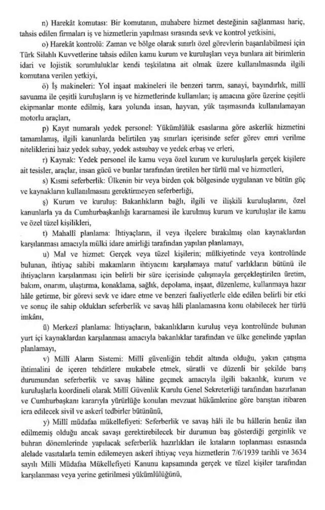 Yeni seferberlik kanunu tam metni OKU İNDİR - PDF 2024