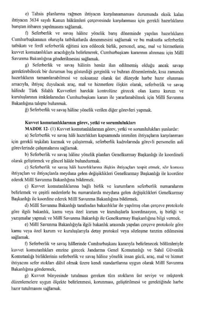 Yeni seferberlik kanunu tam metni OKU İNDİR - PDF 2024