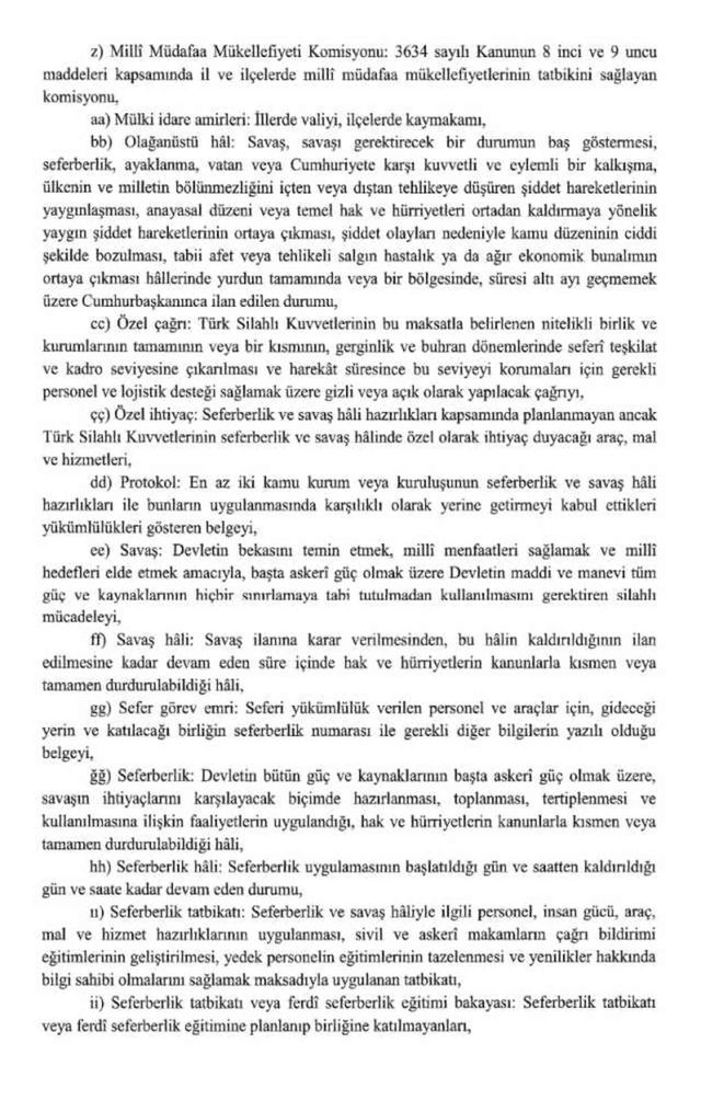 Yeni seferberlik kanunu tam metni OKU İNDİR - PDF 2024
