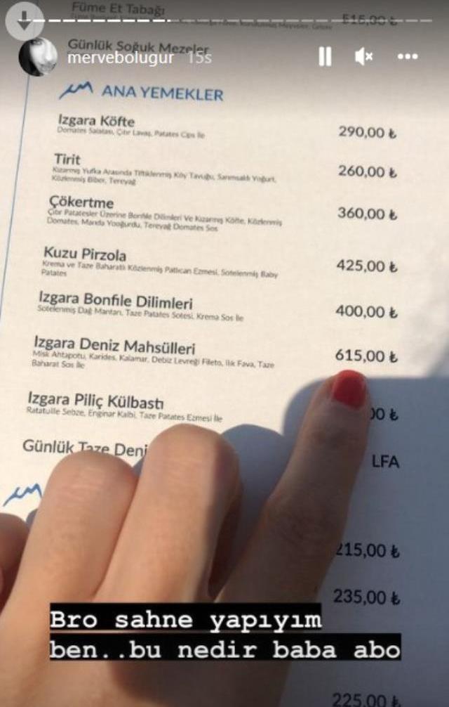 Bodrum'da gittiği restorandaki fiyatları gören Merve Boluğur şaşkınlığını gizleyemedi: Bu nedir baba