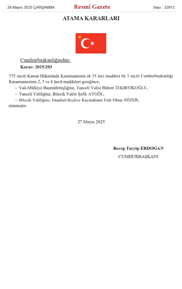 VALİ YARDIMCILARI KARARNAMESİ! 28 Mayıs nereye hangi vali yardımcısı atandı? Vali kararnamesinde hangi isimler yer alıyor?