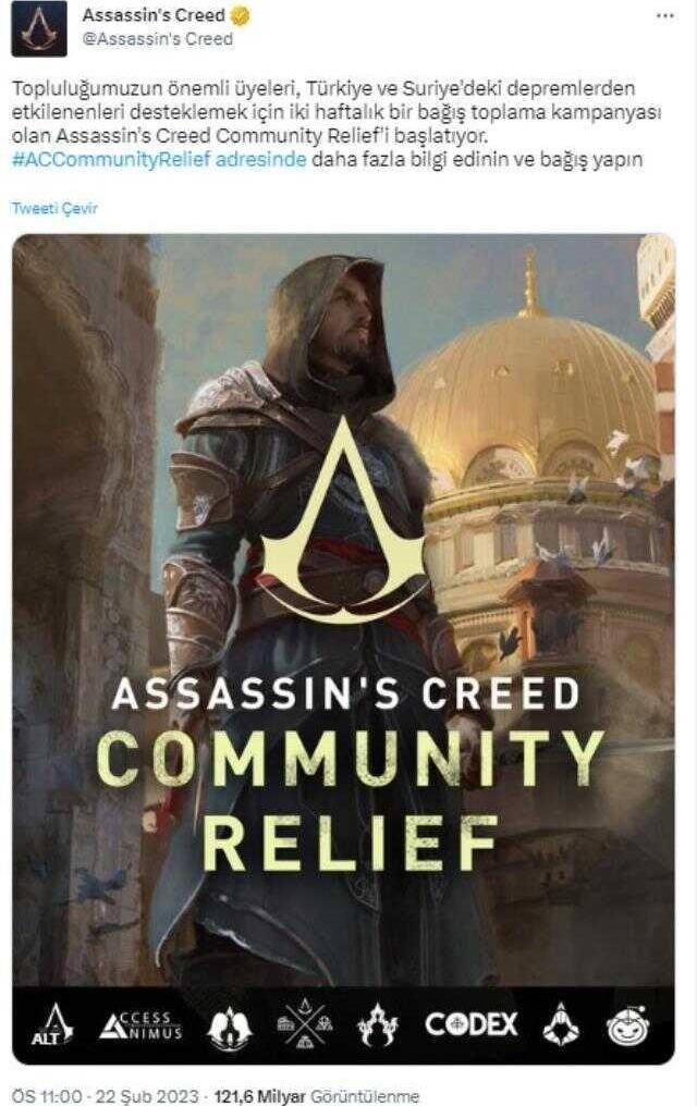 Assassin's Creed, Türkiye ve Suriye için deprem kampanyası başlattığını duyurdu