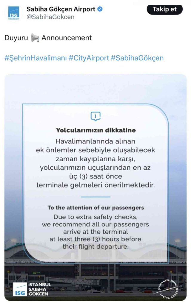 Sabiha Gökçen Havalimanı turuncu alarm mı? Havalimanına giriş var mı?
