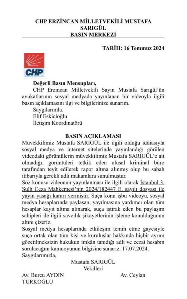 Avukatlarından ilk açıklama: Videodaki görüntülerin Sarıgül'e ait olmadığı teyit edildi