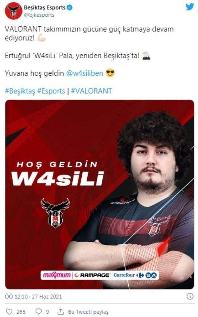 W4siLi Beşiktaş Esports VALORANT takımının yeni oyuncusu oldu!