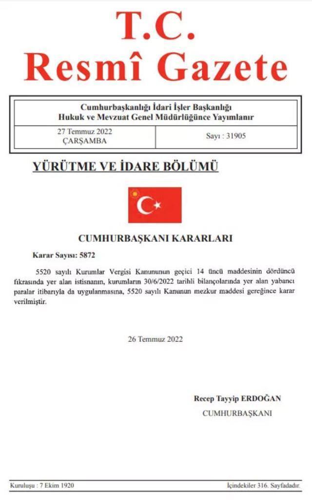 Kur korumalı mevduat sistemine dahil olan şirketlere vergi avantajında süre uzatıldı