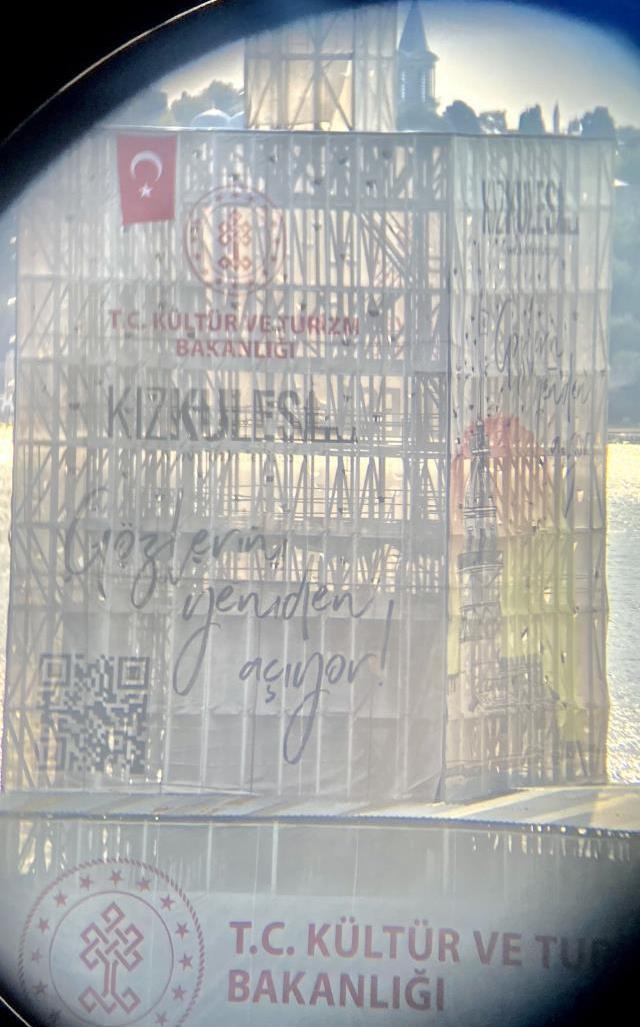 Restorasyonda olan Kız Kulesi'nin son görüntüleri sosyal medyada gündem oldu