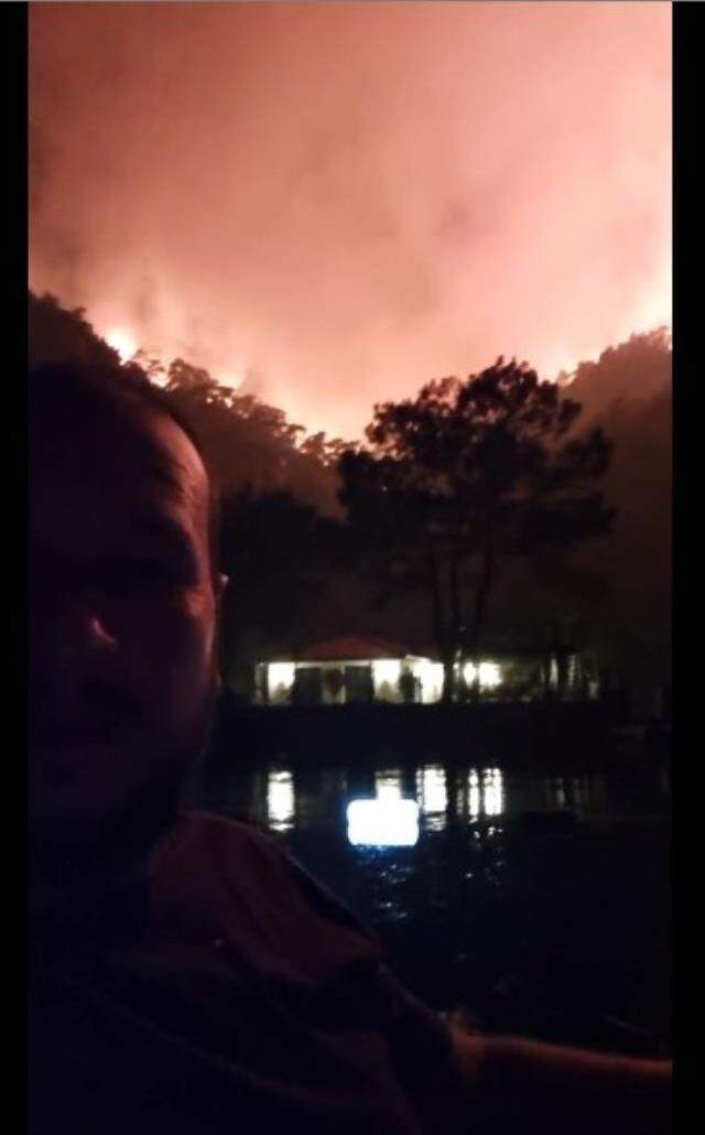 Yangın müdahale ekibine yardım eden Şahan Gökbakar, kontrol altına alınan ormanın son halini paylaştı