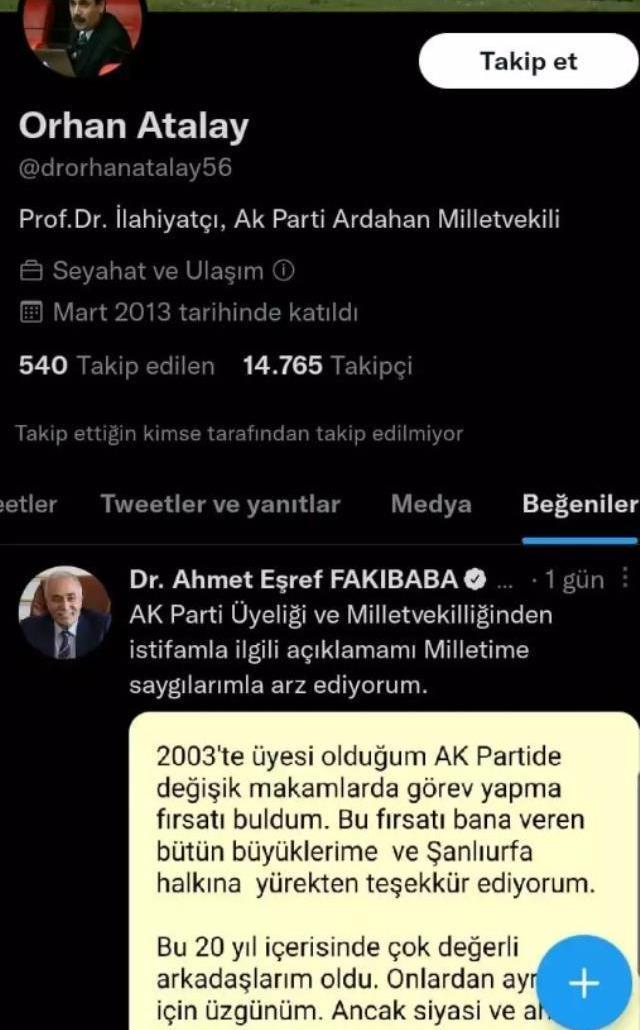 AK Parti'de bir istifa daha mı geliyor? Fakıbaba'nın paylaşımını beğenen isimden açıklama var