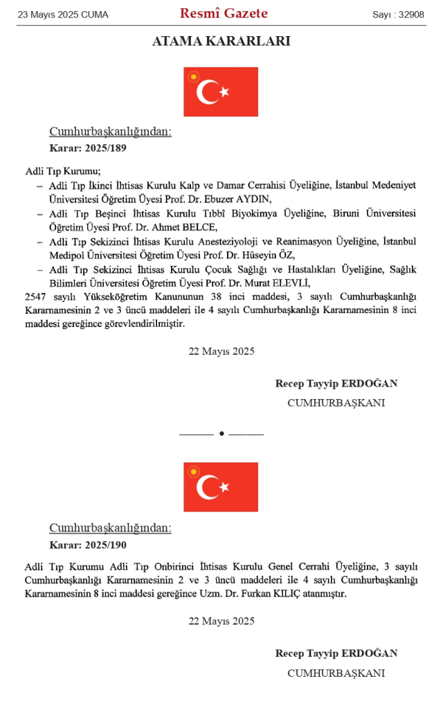 23 Mayıs Cuma 2025 Resmi Gazete ATAMA KARARLARI! Bugünün kararları neler? 23 Mayıs Resmi Gazete yayımlandı! 32266 sayılı Resmi Gazete atamalar listesi