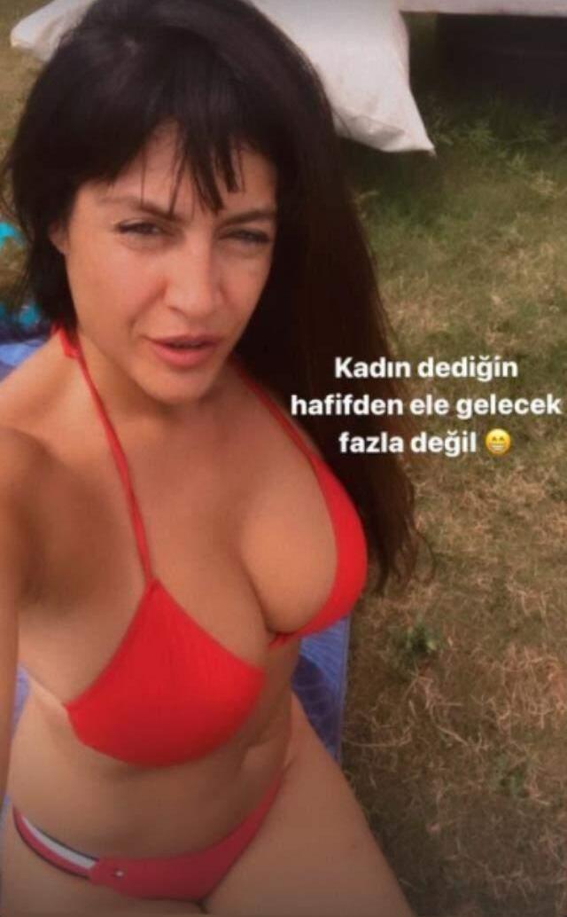 'Kadın dediğin hafif ele gelecek' diyen Tuğba Ekinci kırmızı bikinili pozunu paylaştı