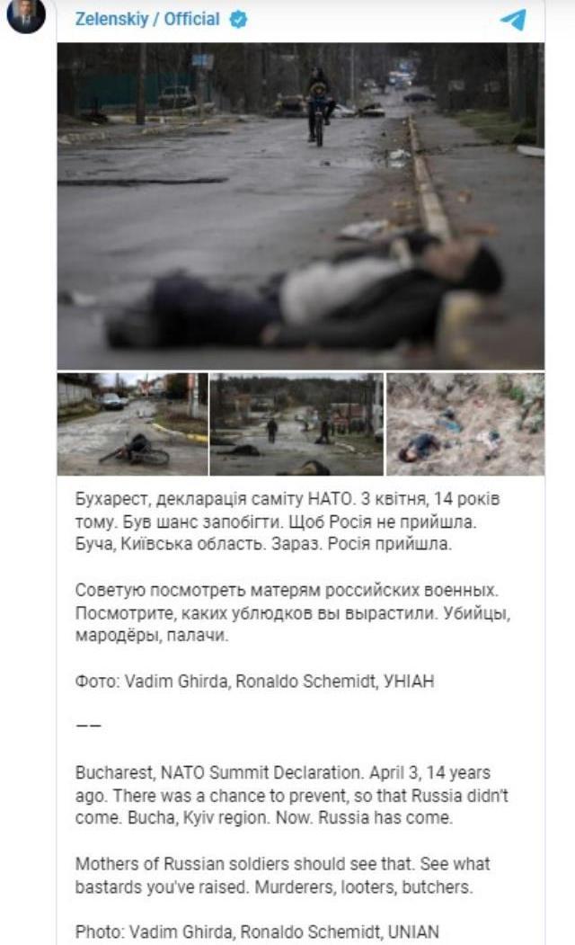 Rusya'nın çekildiği bölgeden fotoğraf paylaşan Zelenski, Rus askerlerine küfrederek tepkisini dile getirdi