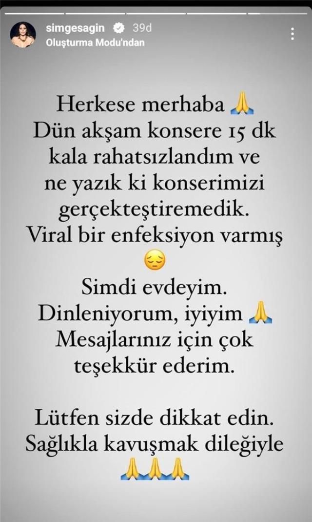 Simge Sağın sağlık durumu nasıl, hastalandı mı, iyileşti mi? Simge Sağın'ın konseri neden iptal oldu? Simge Sağın'ın hastalığı ne?