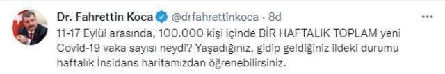 Son Dakika: İllere göre haftalık vaka haritası açıklandı! Trabzon ilk sırada