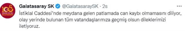 Spor camiasından Taksim'deki bombalı saldırı sonrası geçmiş olsun mesajları