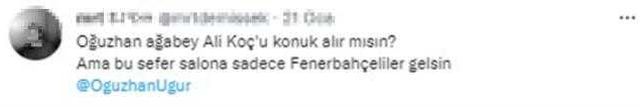 Fenerbahçeli taraftarlardan Oğuzhan Uğur'a çağrı: Lütfen programa çağır