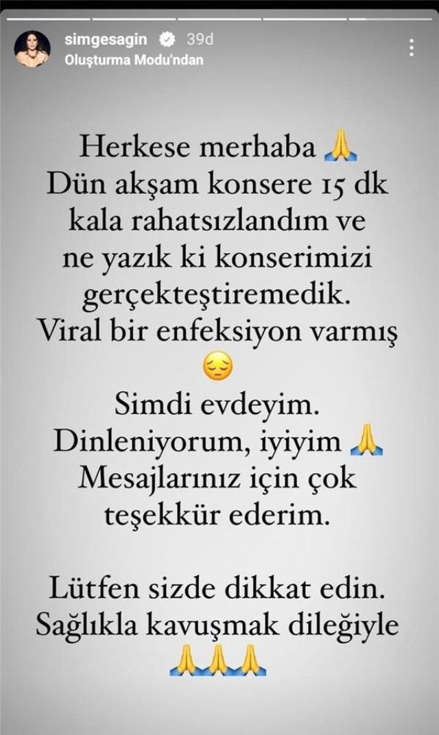 Simge Sağın Taburcu Oldu