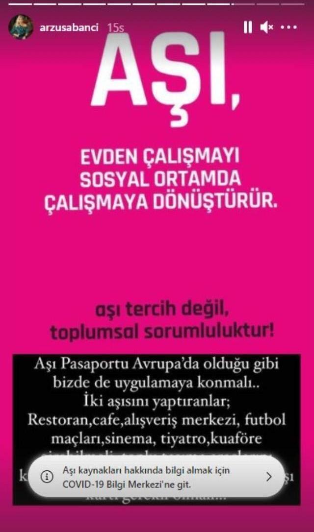 Arzu Sabancı, Türkiye'deki mültecilere ve aşı karşıtlarına sitem etti