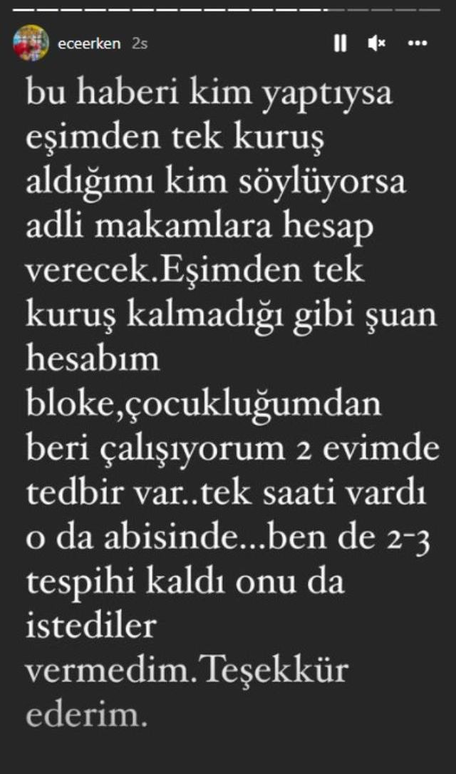 Eşinden kalan saatleri 15 milyona sattığı iddia edilen Ece Erken hesabındaki parayı göstererek isyan etti
