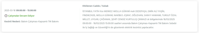 İstanbul FATİH elektrik kesintisi! 18 Mart Fatih elektrik kesintisi ne zaman bitecek, elektrikler ne zaman gelecek?