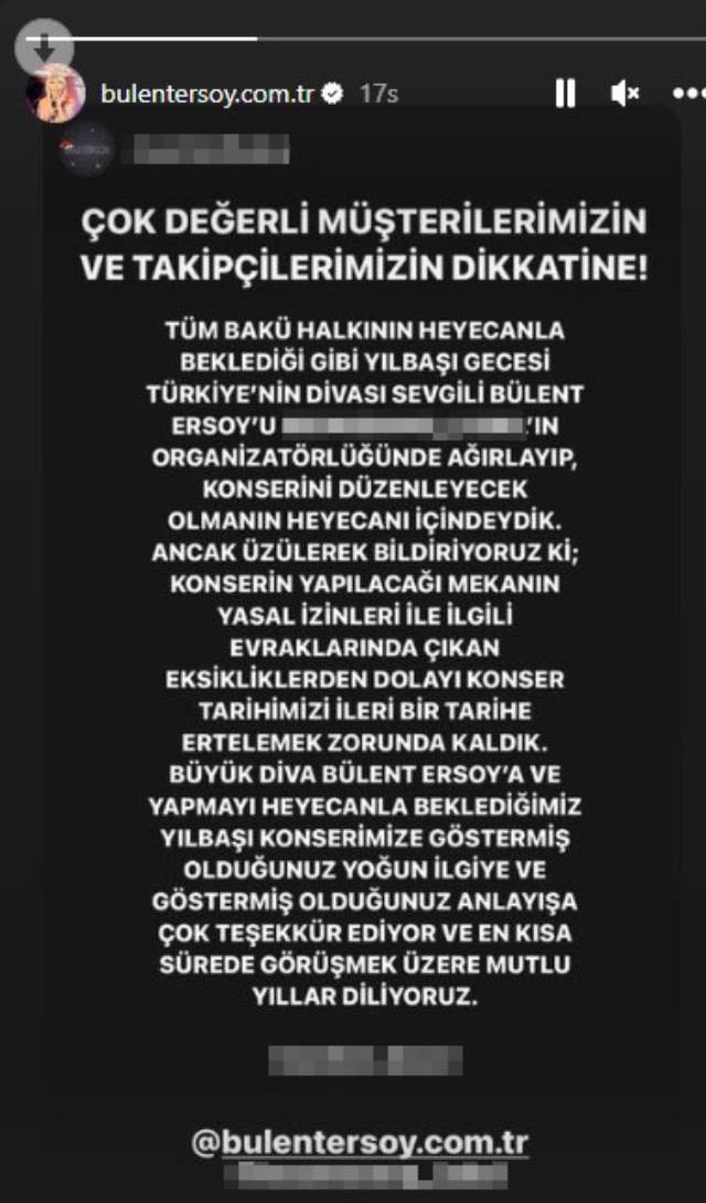 Bülent Ersoy'un yılbaşında vereceği konser iptal edildi