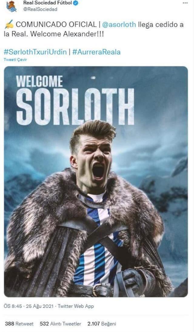 Alexander Sörloth resmen Real Sociedad'da! 1 yıl boyunca La Liga'da mücadele edecek