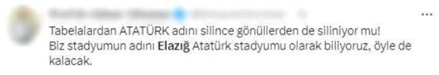Elazığspor'un stadından Atatürk'ün adı çıkarıldı! Tepkilerin ardı arkası kesilmiyor
