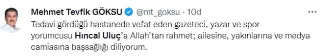 Hıncal Uluç'un vefatı sonrası spor ve siyaset dünyasından peş peşe taziye mesajları