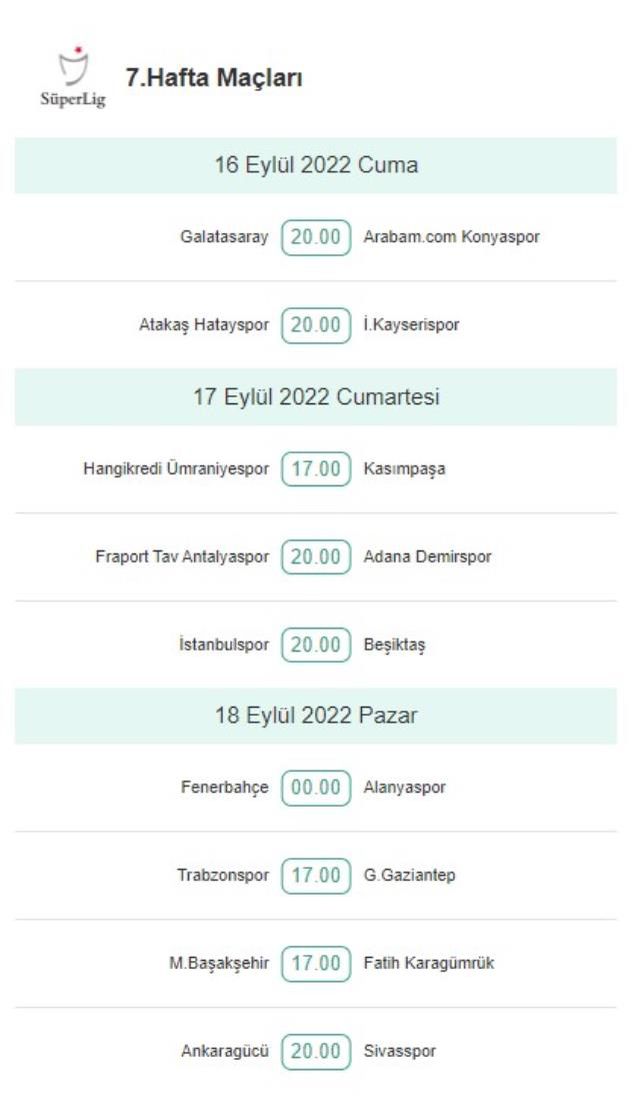 GÜNCEL Süper Lig fikstürü! Süper Lig puan durumu, fikstür! Süper Lig'de bu hafta hangi maçlar var? İşte Süper Lig 7. hafta maçları