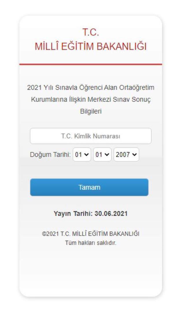 2021 LGS açıklandı! LGS sonuç sorgulama ekranı! 30 Haziran 2021 Liselere Giriş Sınavı sonuçları açıklandı!