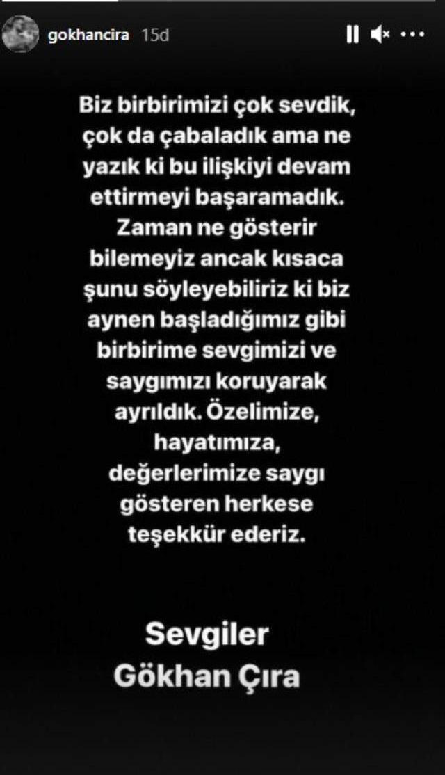 Tek celseden boşanan Selin Ciğerci ve Gökhan Çıra'dan açıklama: Çabaladık ama devam ettiremedik