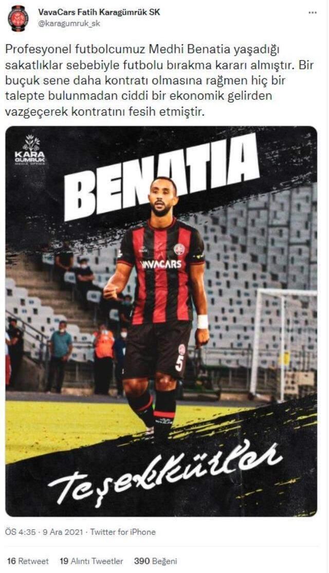 Süper Lig'de herkesi şaşırtan ayrılık! Medhi Benatia sezonun ortasında futbolu bıraktı