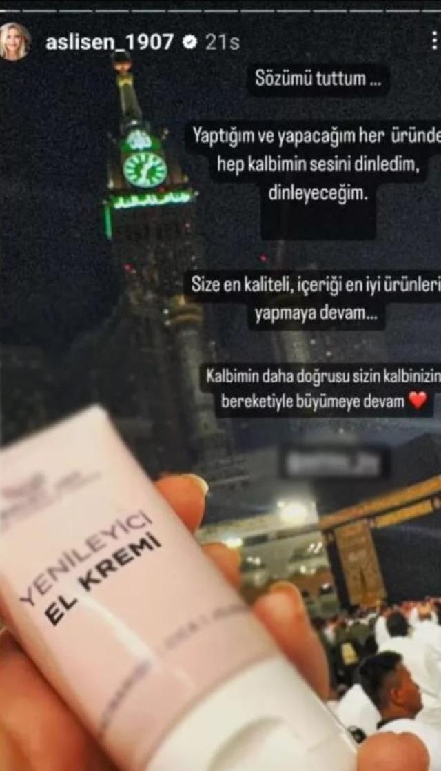 Umreye giden Aslı Şen, Kabe'nin önünde markasının reklamını yaptı! Tepkiler çığ gibi