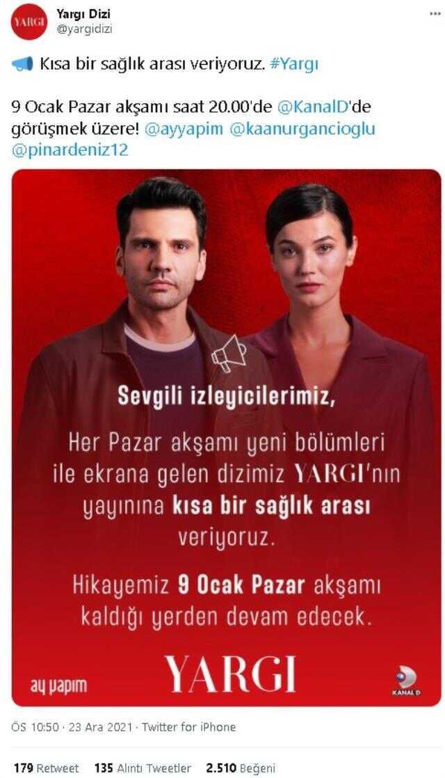 Yargı neden yok, bitti mi, final mi yaptı? Yargı bugün yok mu, niye yok? Yargı 2 Ocak Pazar neden başlamadı?