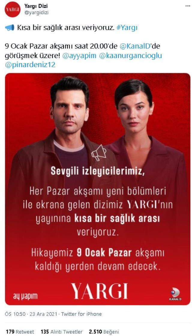 Yargı bu hafta yok mu, neden yok? Yargı 26 Aralık Pazar yeni bölüm yok mu? Yargı bitti mi, final mi yaptı, bu hafta neden yayınlanmadı?