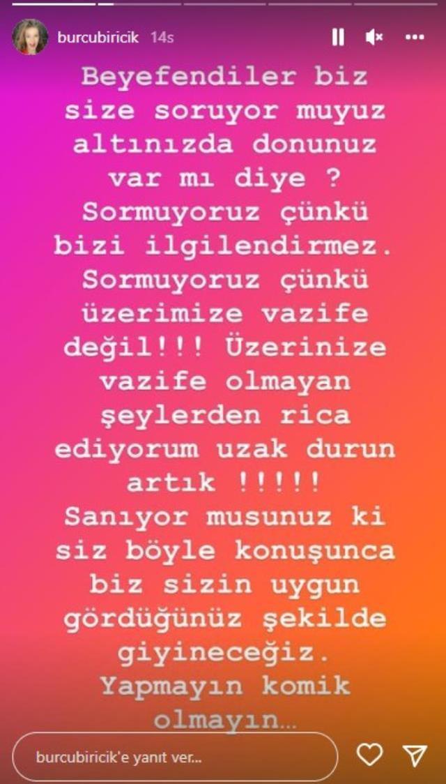 Burcu Biricik'ten Melis Sezen'in kıyafetini eleştiren eski MHP'li vekil Ahmet Çakar'a tepki: Biz size donunuz var mı diye soruyor muyuz?