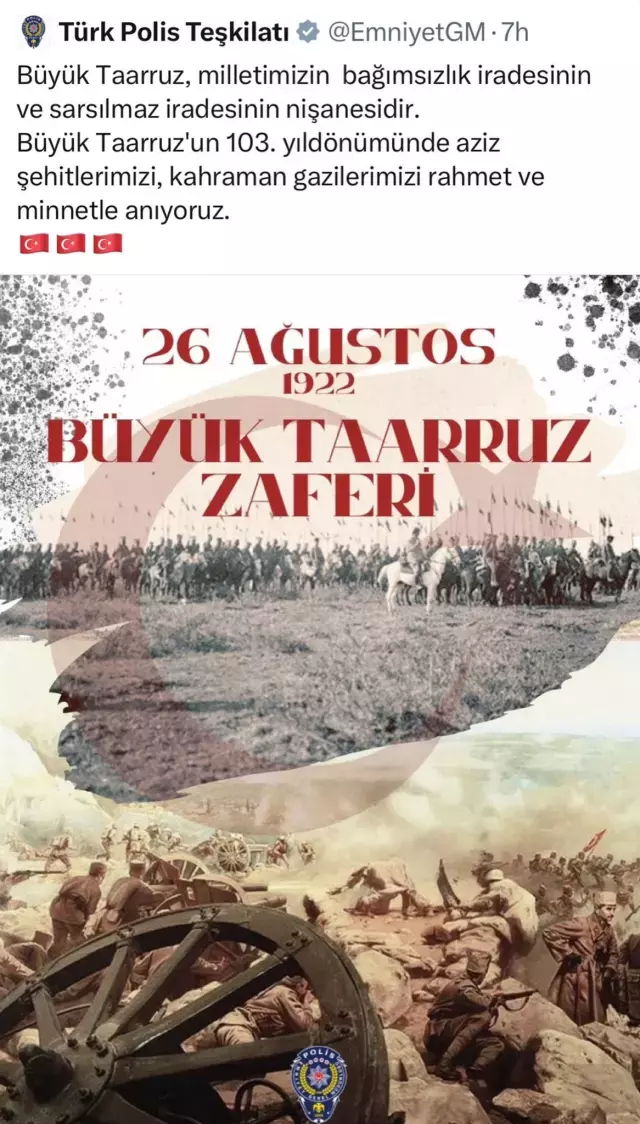 Emniyetin Atatürksüz 30 Ağustos paylaşımında yeni gelişme!