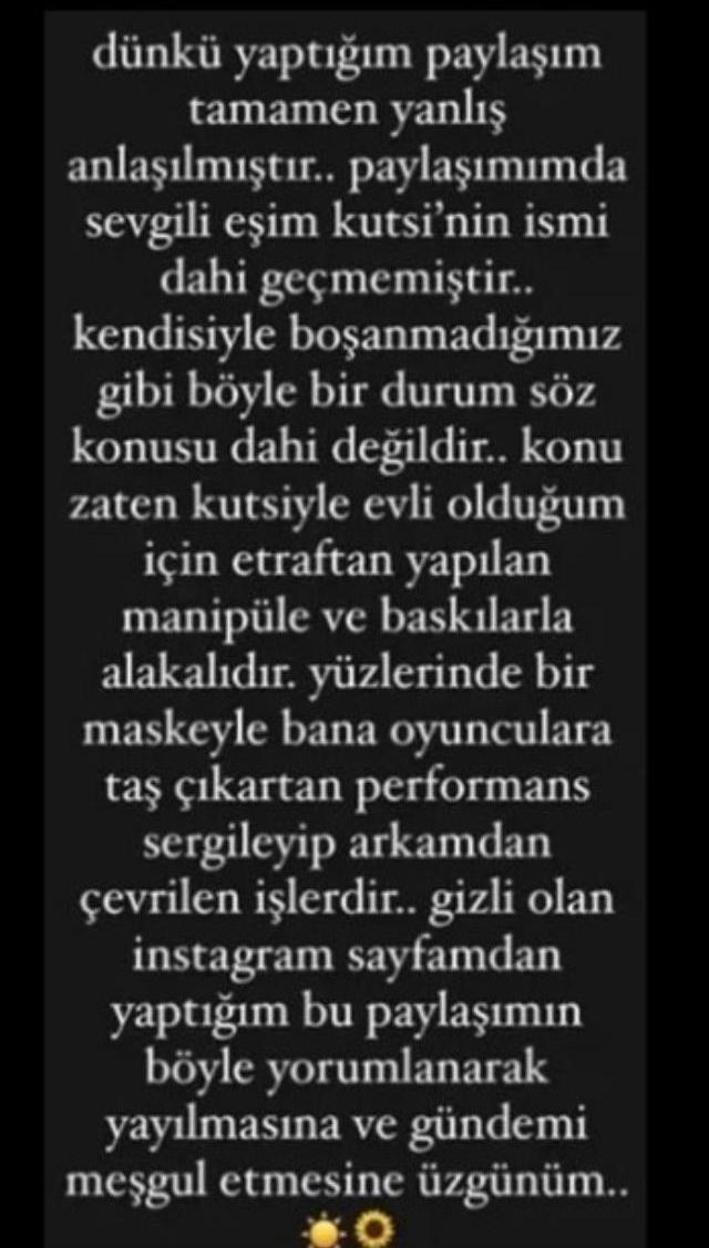 'Bir yıldır psikolojik şiddet görüyorum' diyen Kutsi'nin eşi geri adım attı: Eşimden bahsetmedim