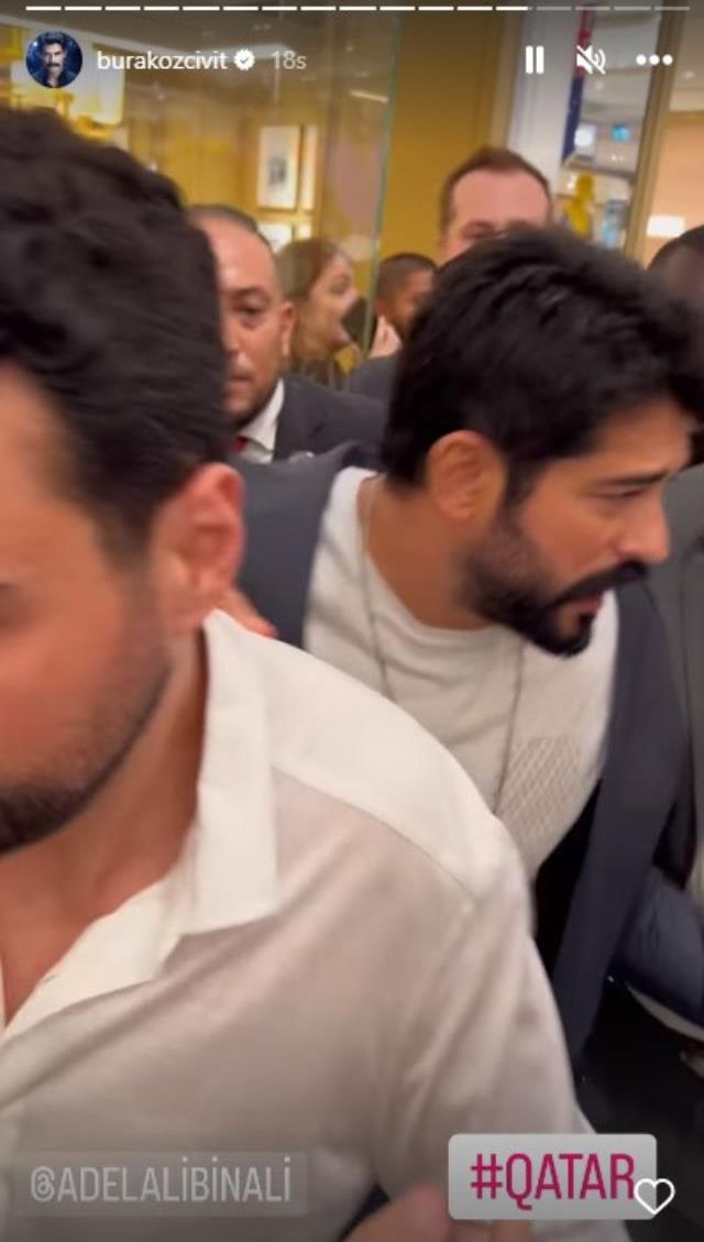 Katar'da Burak Özçivit izdihamı! Hayranlarının arasından korumalar eşliğinde geçebildi