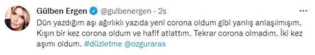 Koronavirüsle ilgili paylaşımı yanlış anlaşılan Gülben Ergen, 'Korona olmadım' diyerek isyan etti