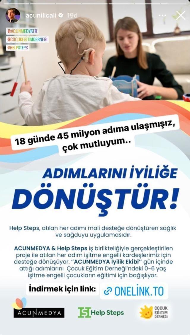 Acun Ilıcalı'dan işitme engelli çocuklara destek! 18 günde 45 milyon adım atıldı